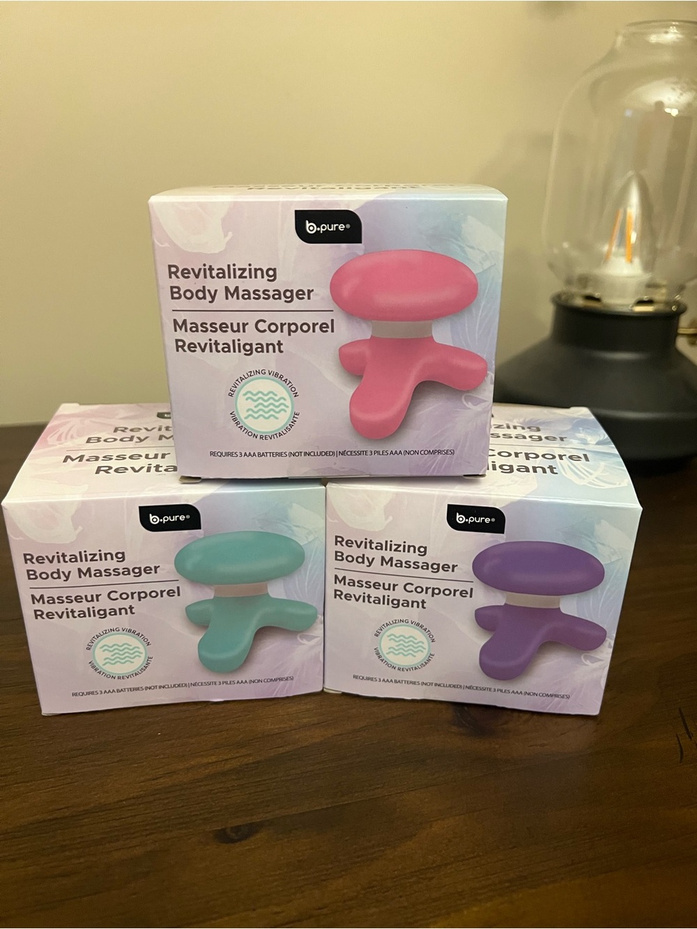 b•pure Revitalizing Body Massagers - Set of 3 - Pink, Teal & Purple